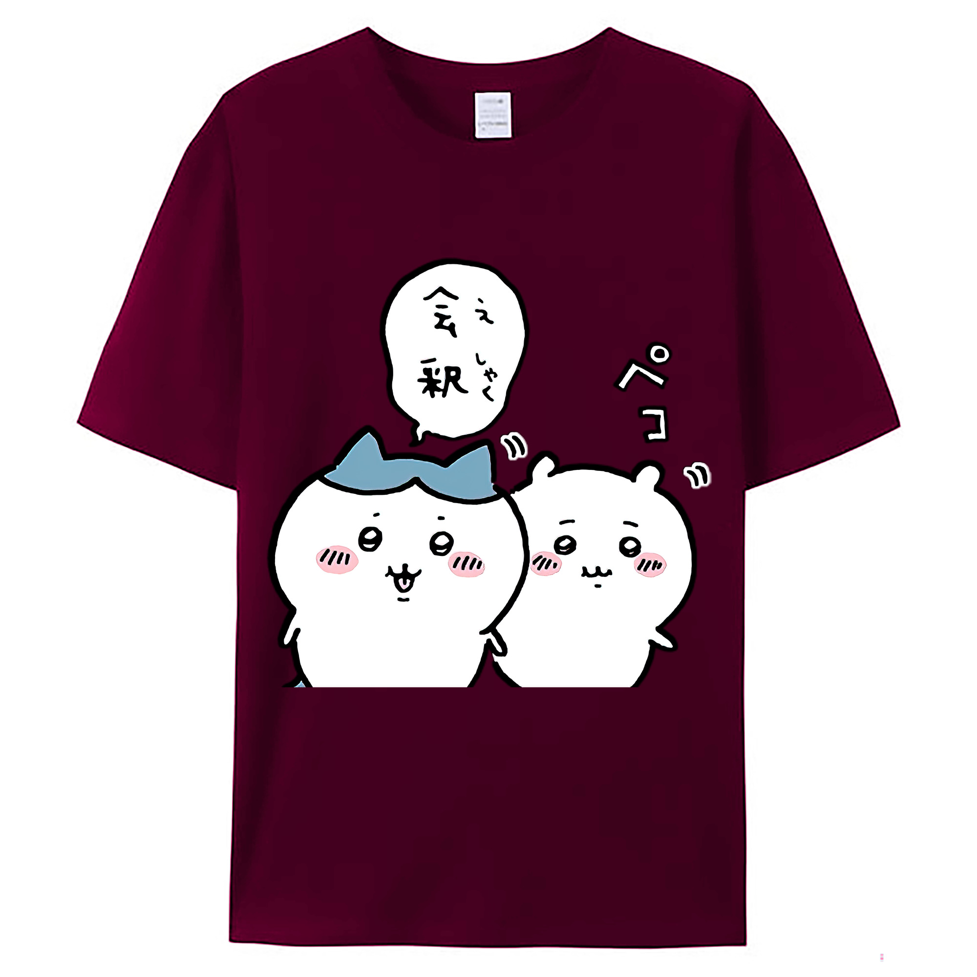 （画像用） ちいかわ ハチワレ Chii-kawa hachiware レディースカジュアルプリントTシャツ（綿100％）